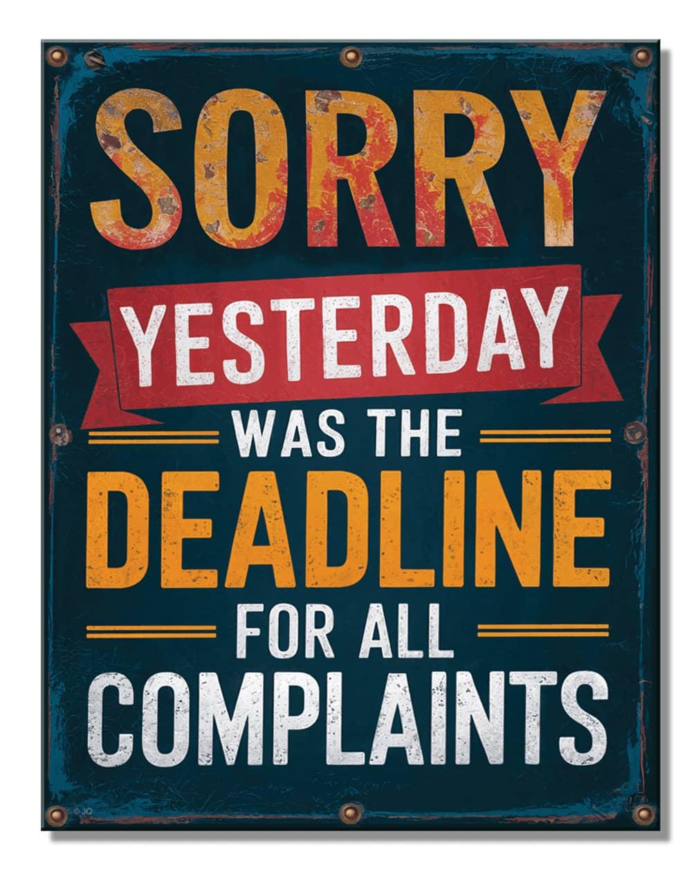 DEADLINE FOR ALL COMPLAINTS