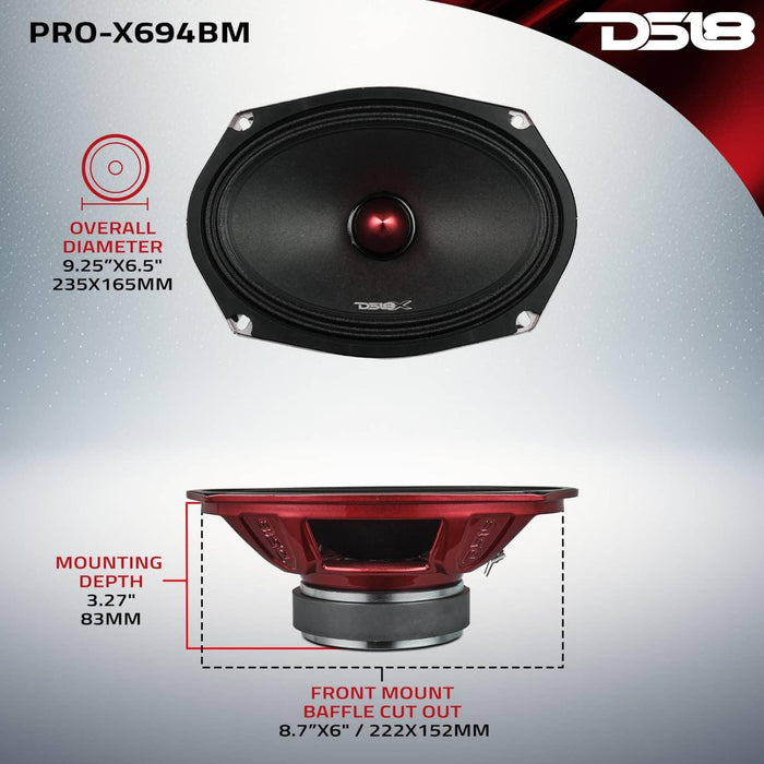 6X9" SPEAKER | 275 WATTS RMS | 4 OHM | MID-RANGE | BULLET | GRILL INCLUDED
