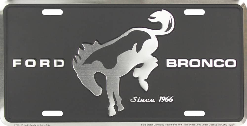 LICENSE PLATE FORD BRONCO WITH BUCKING BRONCO