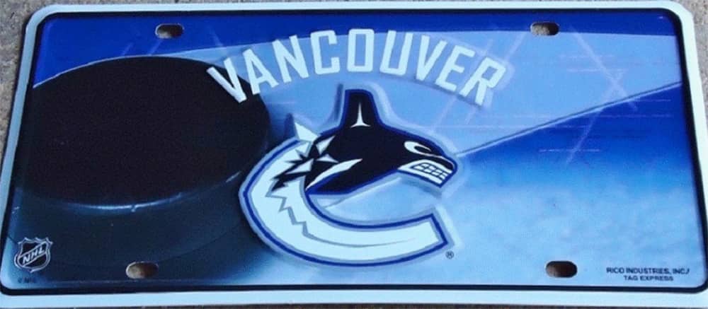 LICENSE PLATE VANCOUVER CANUCKS