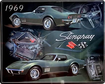 TIN SIGN CORVETTE 1969