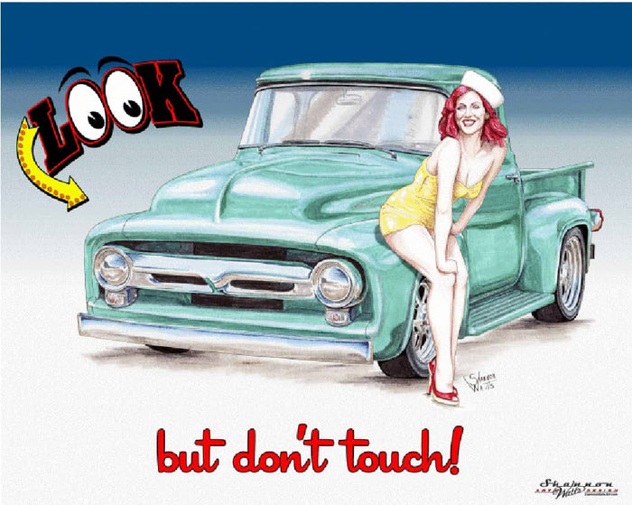 FORD F-100 WITH GIRL TIN SIGN