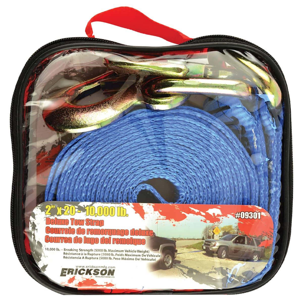 TOW STRAP W/FORGED SAFETY SNAP HOOKS 2X20 10,000LBS