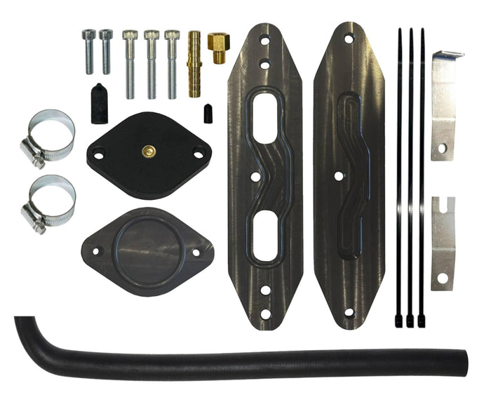 COOLER UPGRADE 11-15 6.7L POWERSTROKE WITH COOLANT RE-ROUTE HOSE FOR FACTORY PYRO, W/PASS THROUGH PLATE