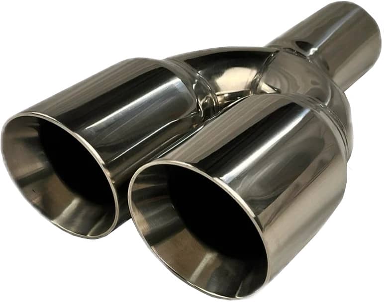 DOWNWARD ROUND SLANT DUAL EXHAUST TIP 2.5"X 3"X DUAL 13"