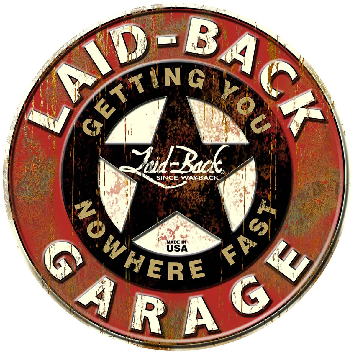 GARAGE STAR EMBOSSED METAL SIGN
