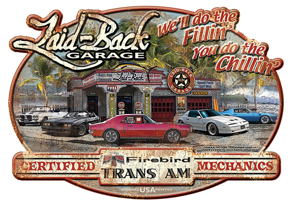 DREAM GARAGE FIREBIRD TRANS AM EMBOSSED METAL SIGN