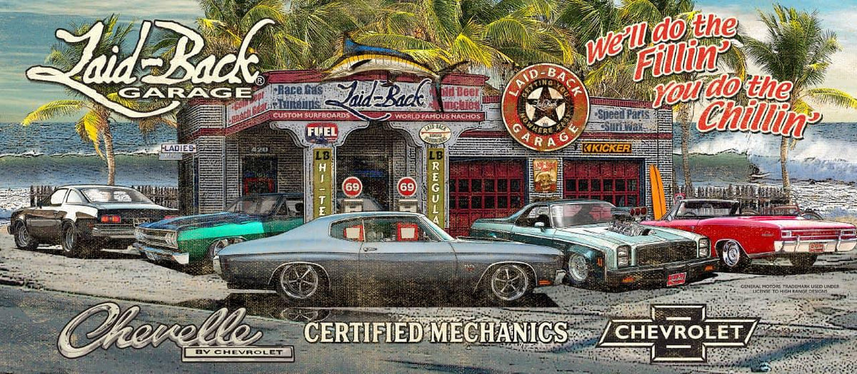 BEACH GARAGE CHEVELLE 55X24 BANNER