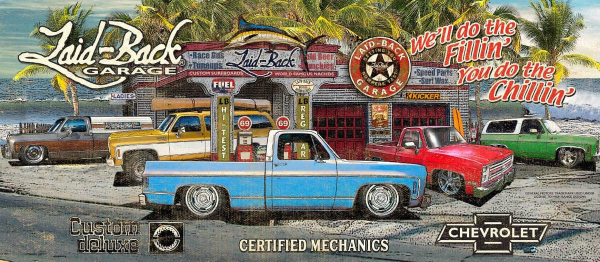 BEACH GARAGE SQUARE BODIES 55X24 BANNER