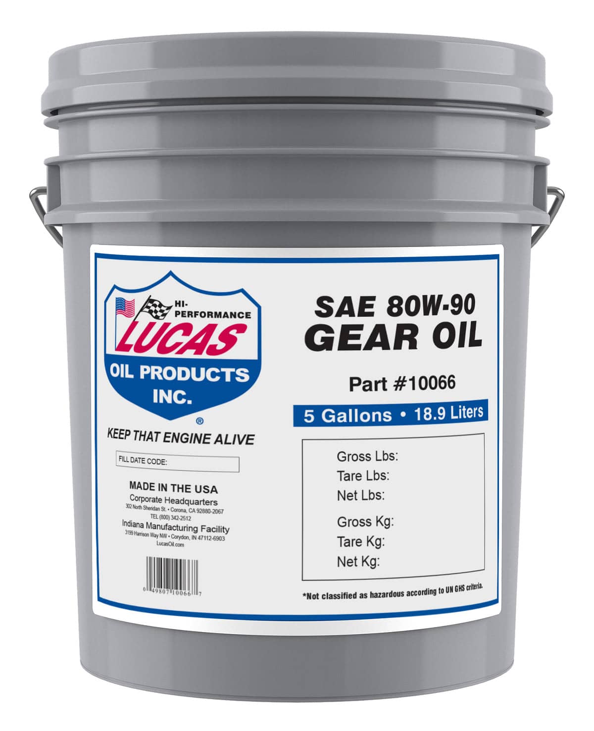 SAE 80W-90 GEAR OIL/1X1/5 GALLON/18.9 L PAIL