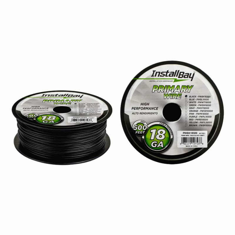 PRIMARY WIRE 18 GAUGE ALL COPPER BLACK COIL - 500FT
