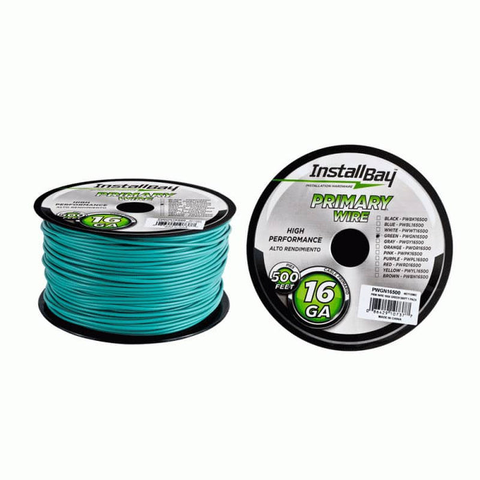PRIMARY WIRE 16 GAUGE ALL COPPER GREEN COIL 500 FT