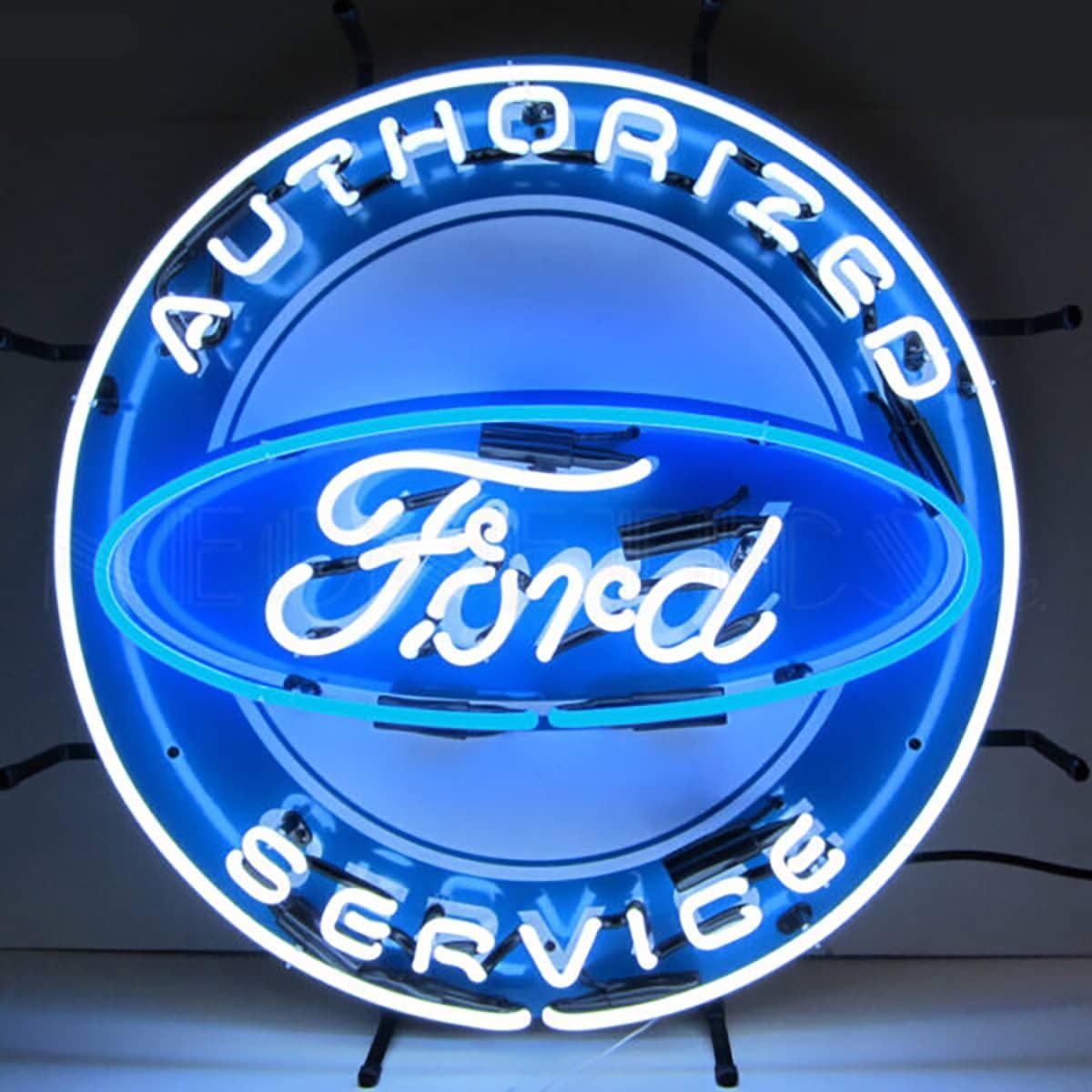 FORD AUTHORIZED SERVICE NEON SIGN W/ BACKING