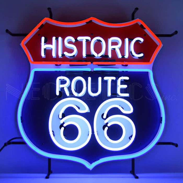 ROUTE 66 NEON SIGN WITH BACKING