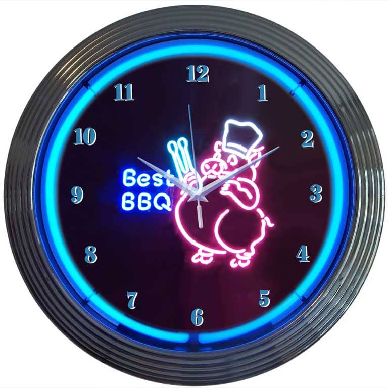 NEON CLOCK BBQ PIG