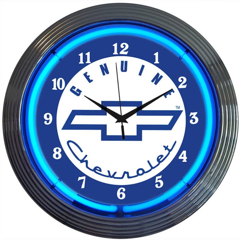 NEON CLOCK GENUINE CHEV