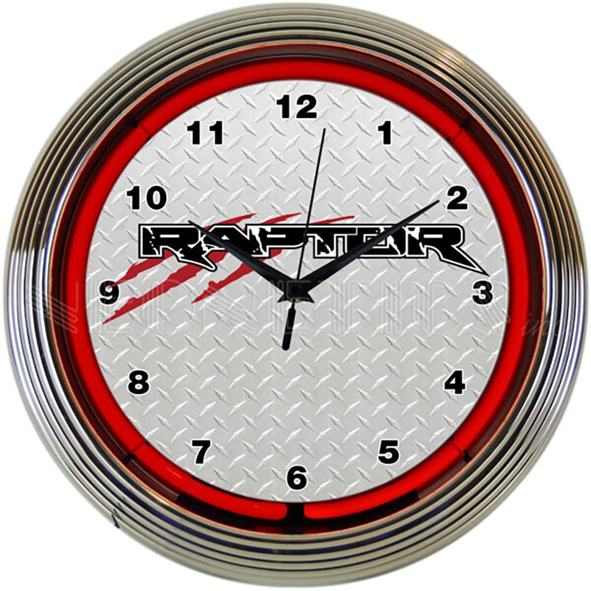 FORD RAPTOR RED NEON CLOCK