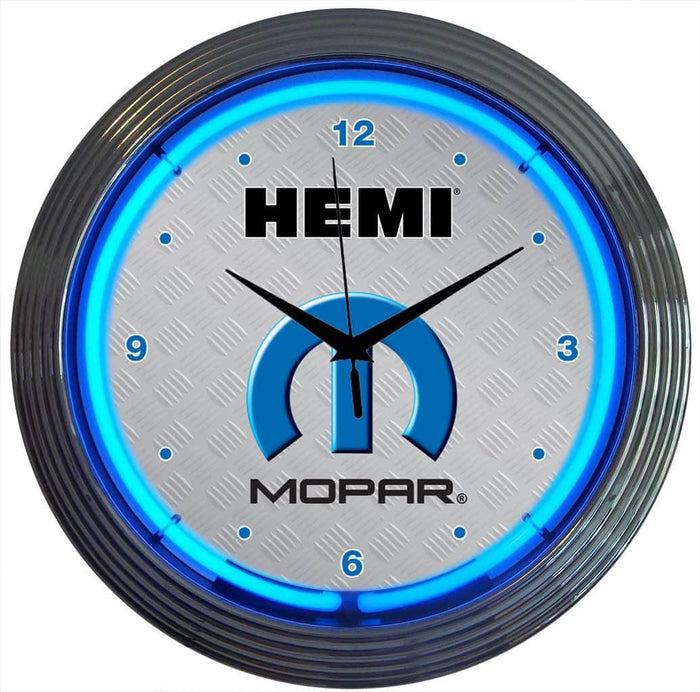 NEON CLOCK HEMI MOPAR