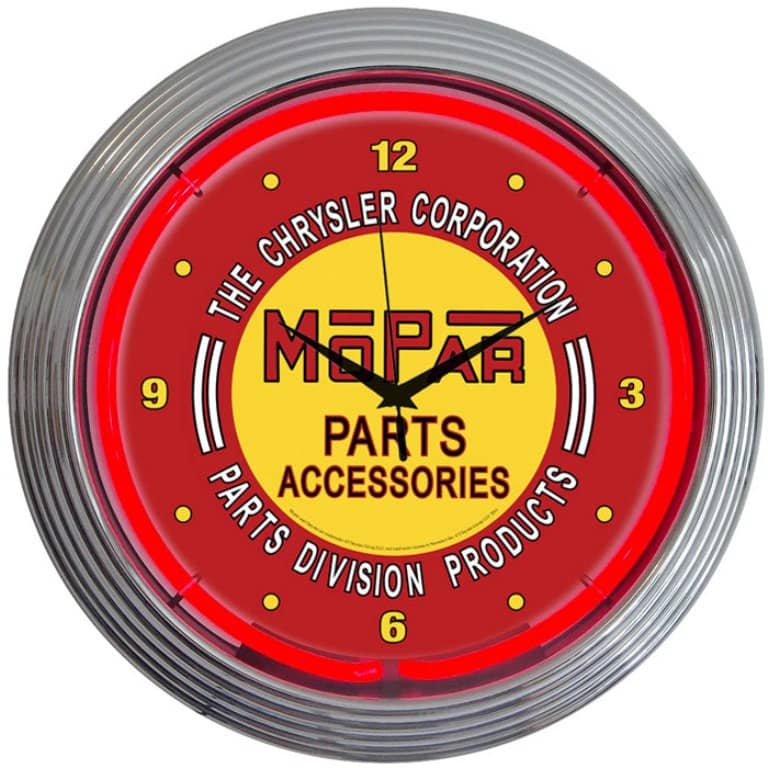 NEON CLOCK MOPAR RED