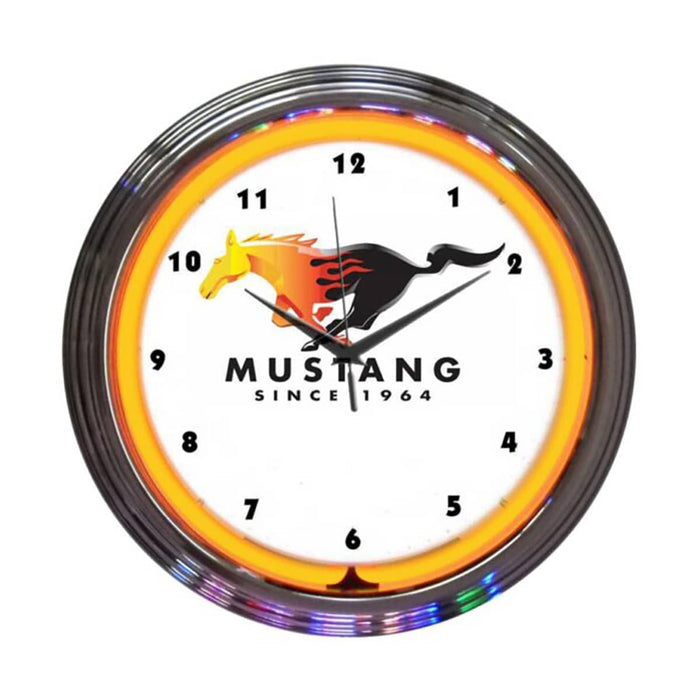 MUSTANG ORANGE NEON CLOCK