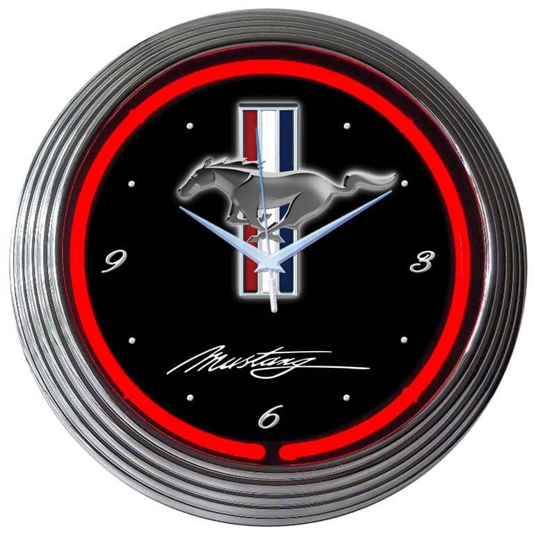 NEON CLOCK FORD MUSTANG