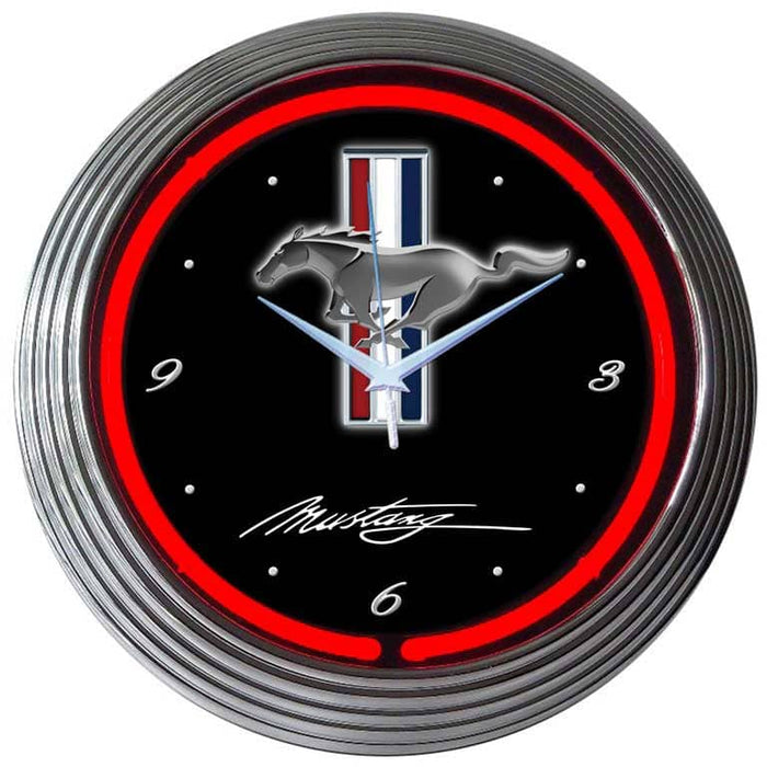 NEON CLOCK FORD MUSTANG