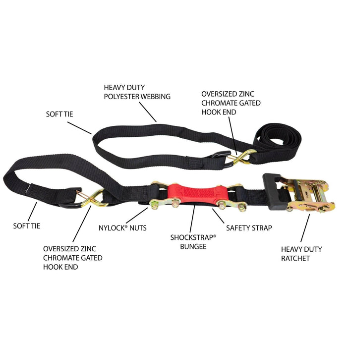 7' X 1.5" SHOCKSTRAP RATCHET TIE DOWN PAIR