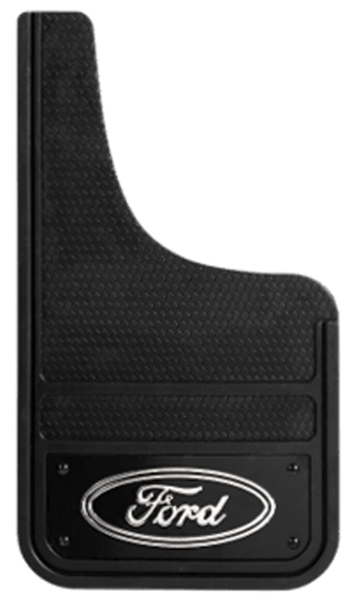BLACK METAL MUD FLAPS FORD LOGO FRONT