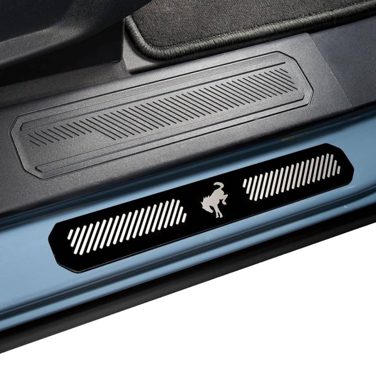 4PC BLACK DOOR SILL PLATES KIT W/ETCHED BRONCO LOGO 21-26 FORD BRONCO