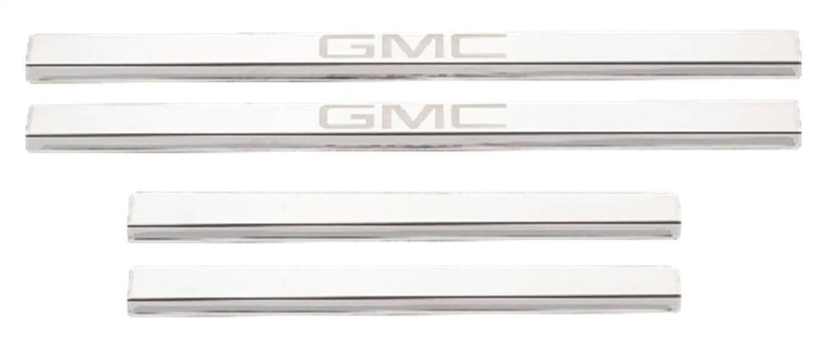 STAINLESS DOOR SILL SET WITH GMC LOGO 19-26 GMC 1500 / 20-26 HD CREW CAB