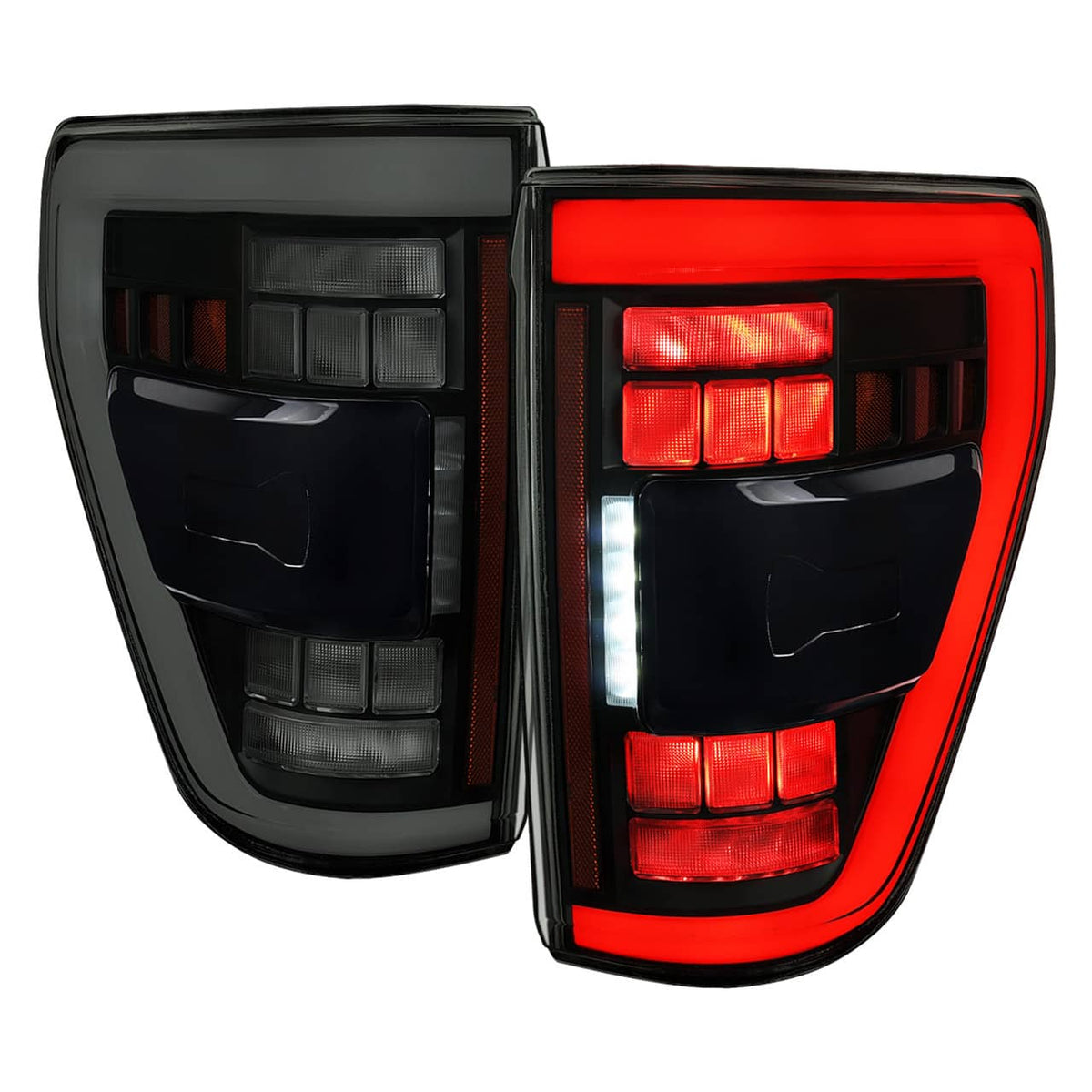 FULL LED TAIL LIGHTS 21-23 F150 (BLACK HOUSING/SMOKED LENS)