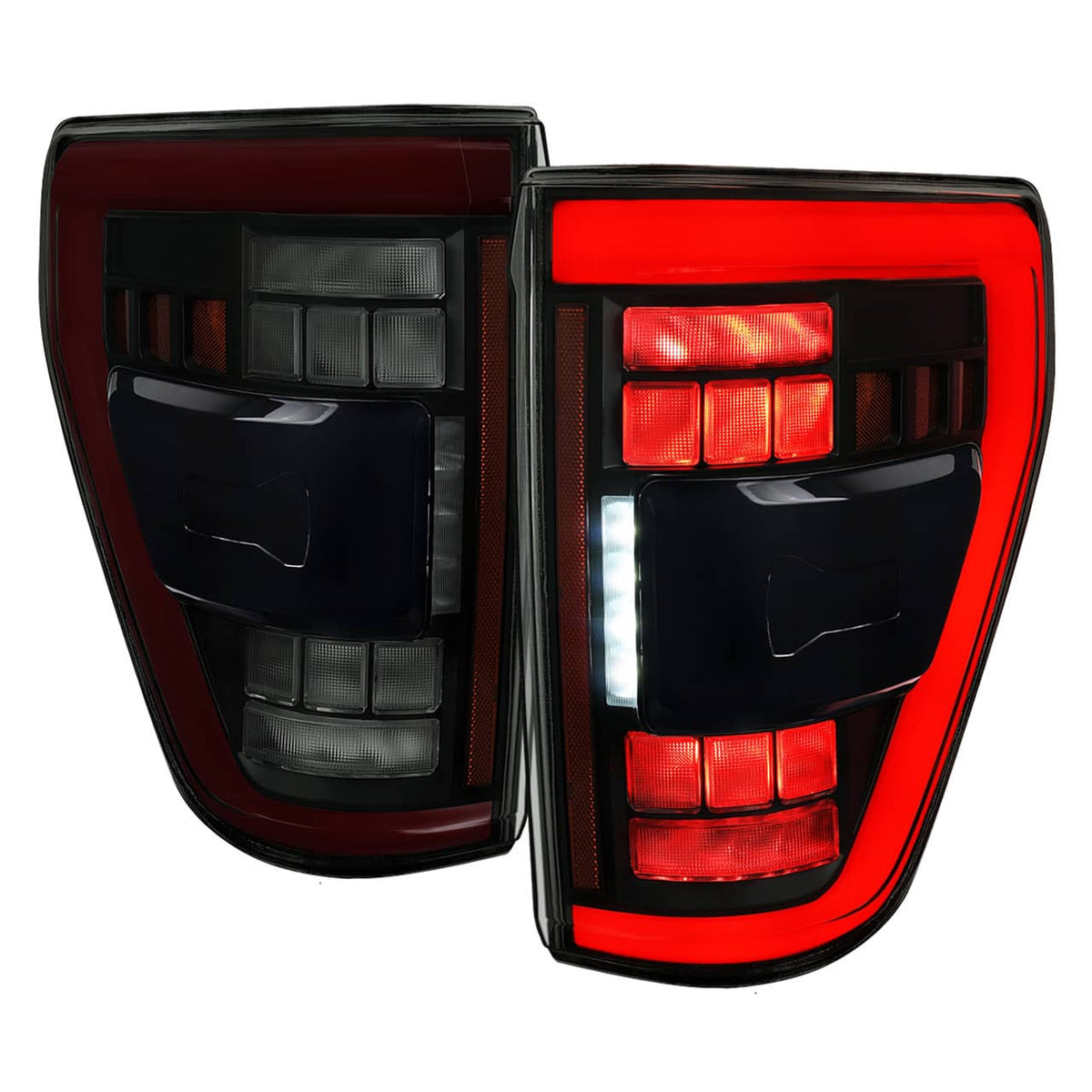 FULL LED TAIL LIGHTS 21-23 F150 (BLACK HOUSING/SMOKED LENS)