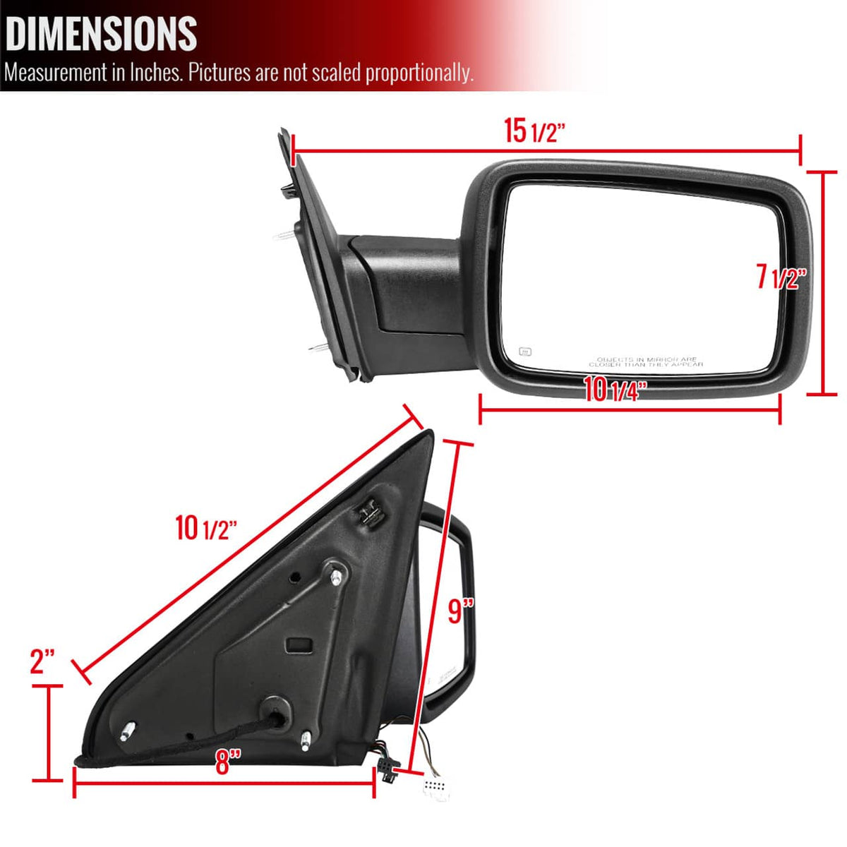 PASSENGER SIDE POWER HEATED CHROME TOWING MIRROR 13-18 RAM