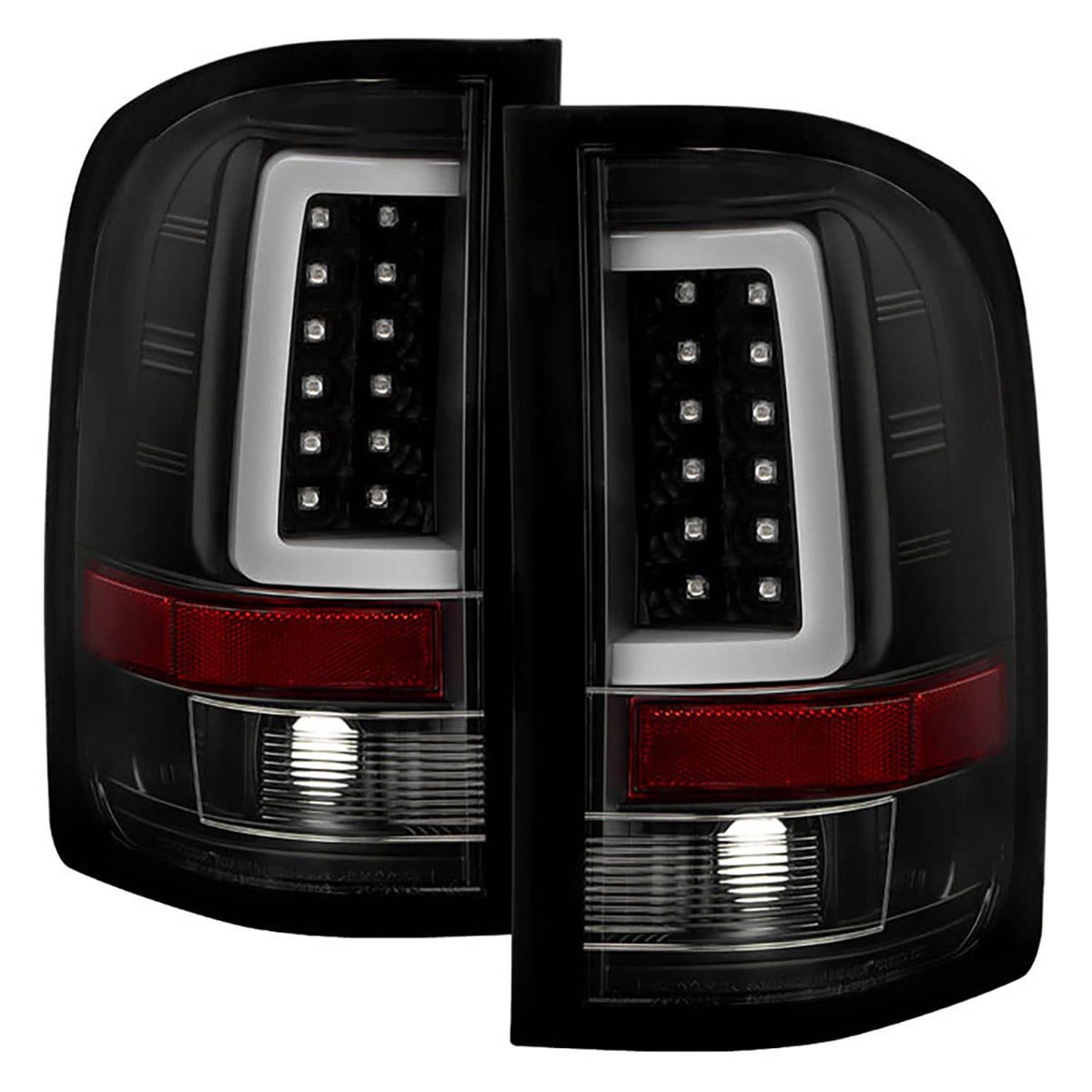 SPYDER VERSION 3 BLACK LED LIGHT BAR TAIL LIGHTS 07-13 CHEVROLET SILVERADO (DOES NOT FIT 2010 MODEL W/DUAL REVERSE SOCKET 921 BULB)