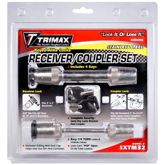 STAINLESS STEEL SXT3 - 5/8" RECEIVER & SXTC2 – 2-1/2" SPAN COUPLER LOCK