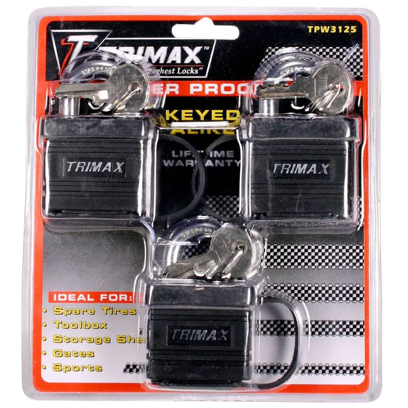 PADLOCK 3PK KEYED-ALIKE