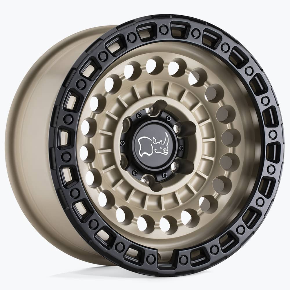 SENTINEL DESERT SAND W/BLACK RING 17X8.5 6-139.7 112.1 CB -10MM