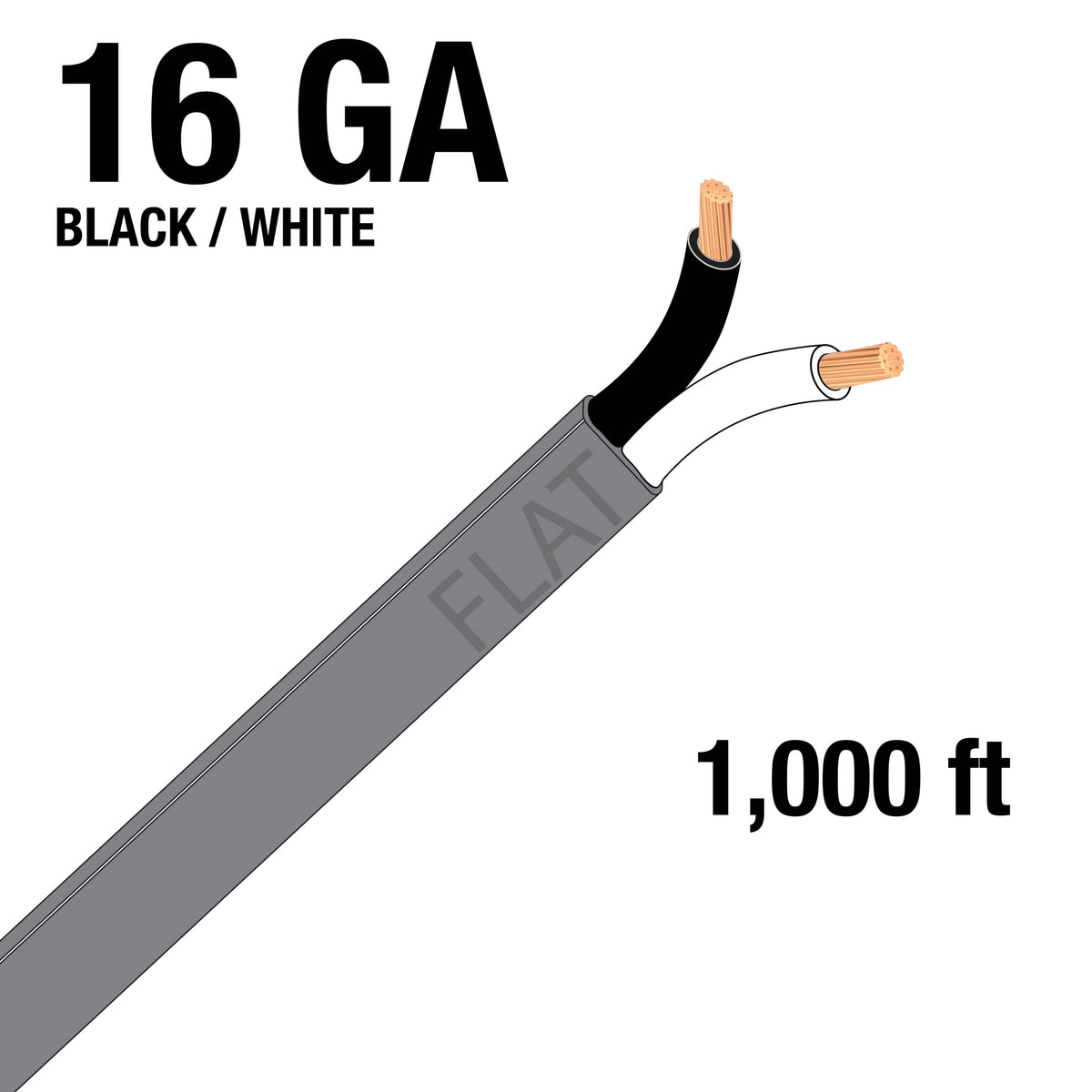 1000 ft Grey Jacketed Trailer Cable 2-Wire 16 Ga