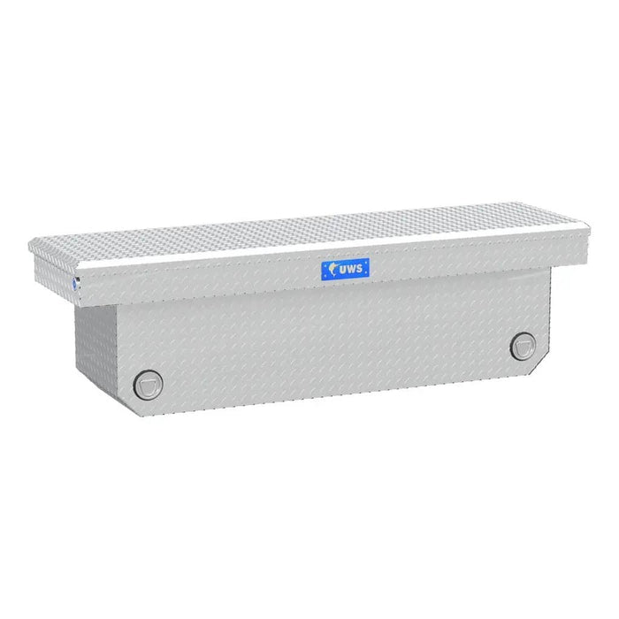 BRIGHT ALUMINUM 72" DEEP ANGLED PUSH BUTTON CROSSOVER TRUCK TOOL BOX