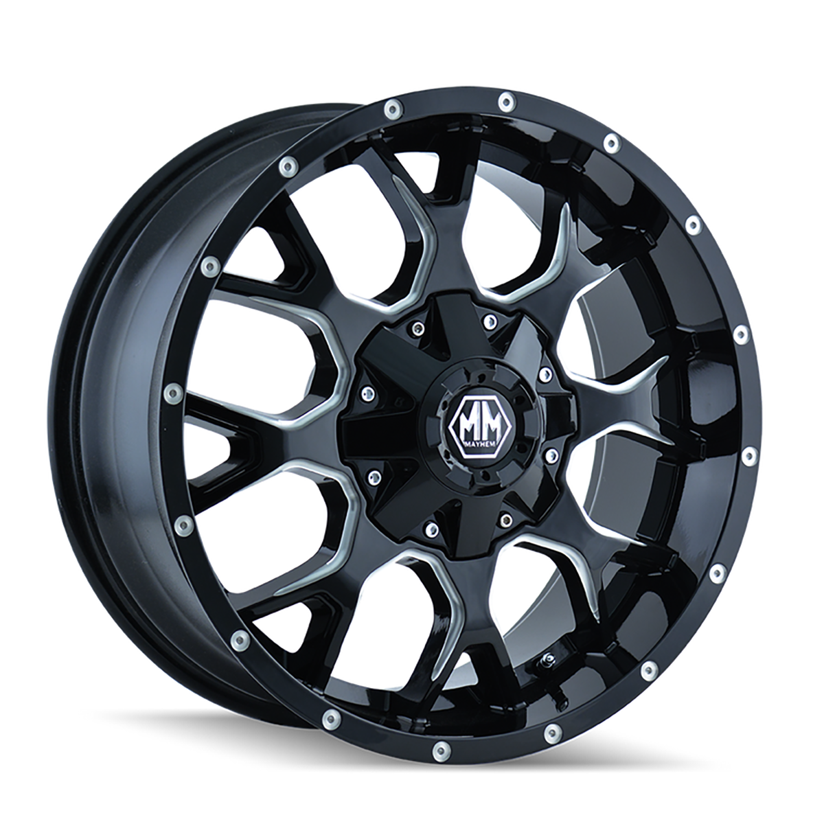 WARRIOR 8015 GLOSS BLACK MILLED 20X9 8-180 CB 124.1MM +18MM